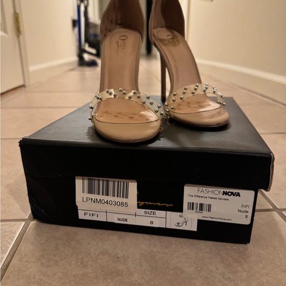 Fashion Nova Shoes - Fashion Nova Beige Studded Heels